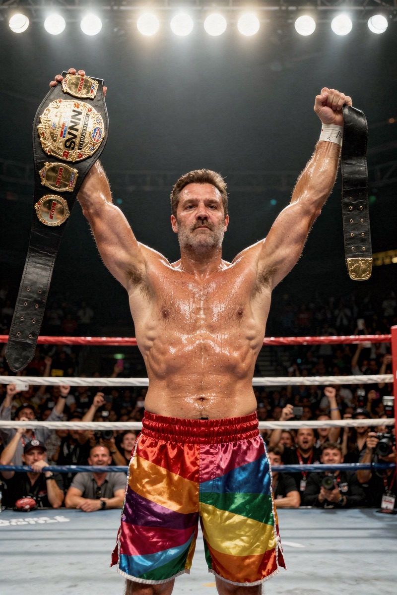 Un invité devenu champion de boxe dans un ring.